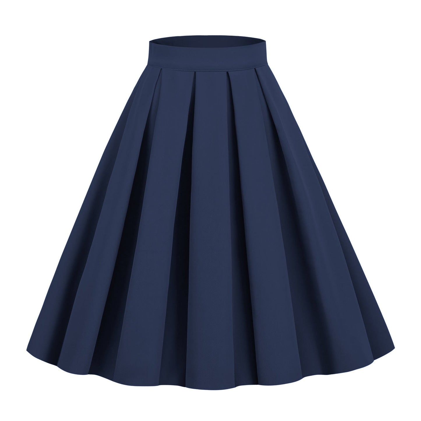 Solid Color A- Line Waist Fitted Umbrella Swing Mid-waist Large Swing All-matching Bubble Skirt Grayceful LLC
