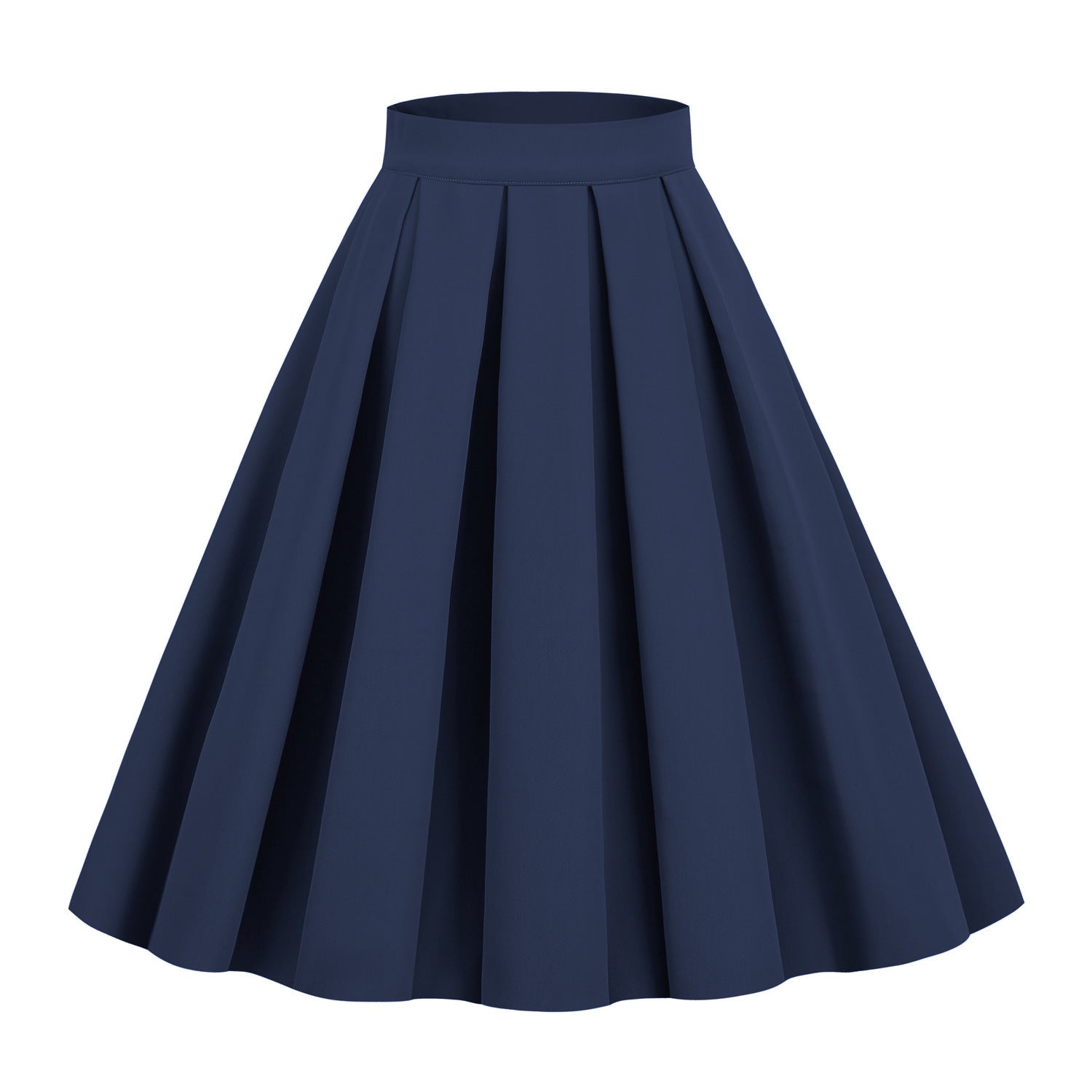 Solid Color A- Line Waist Fitted Umbrella Swing Mid-waist Large Swing All-matching Bubble Skirt Grayceful LLC