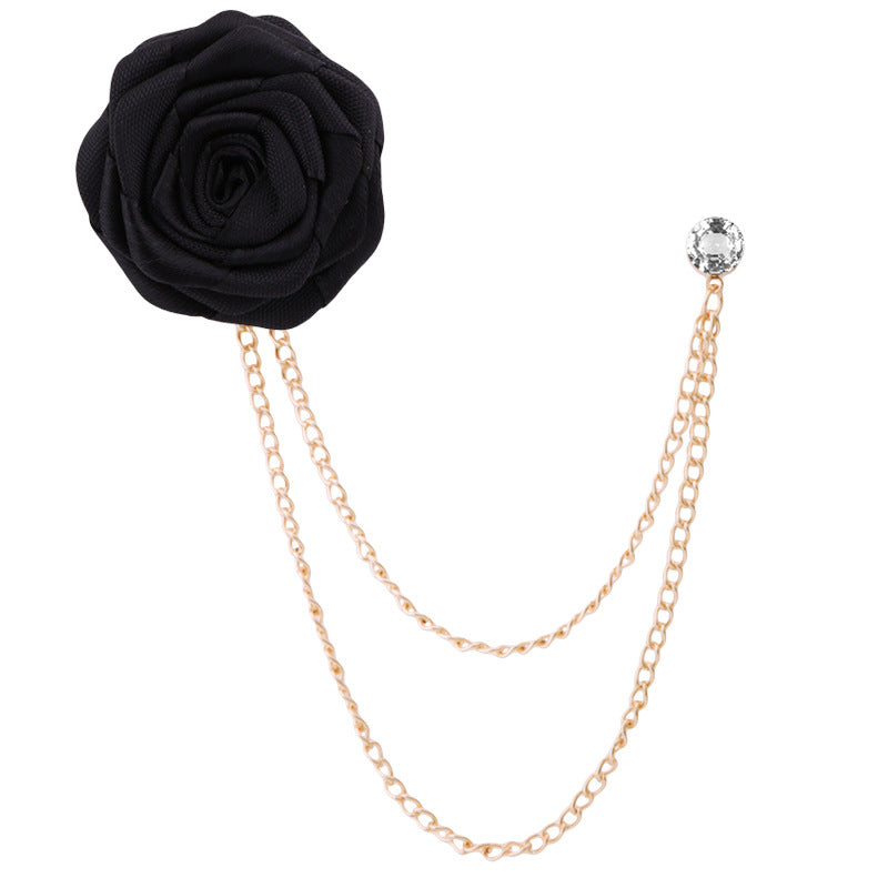 Men's Wedding Ceremony Groom Handmade Rose Chain Brooch NovaCart