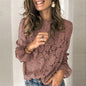 Women's Long-Sleeve Hollow Lace Splicing Top FitiqueFit