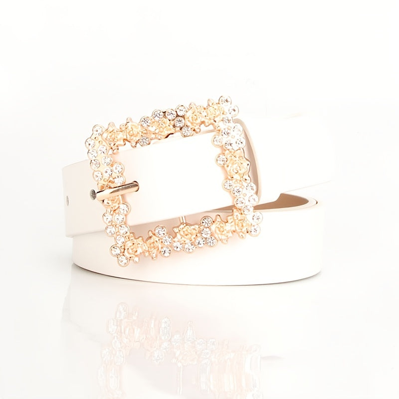 2023 Women'S Fashion Accessory, Elegant Alloy Rhinestone Pin Buckle Belt, Versatile Dress Decorative Accessory, Casual & Sporty Style, Hand Washable - Ideal for Weekend and Festive Occasions, Weekend Casual Wear|Elegant Acces NovaCart