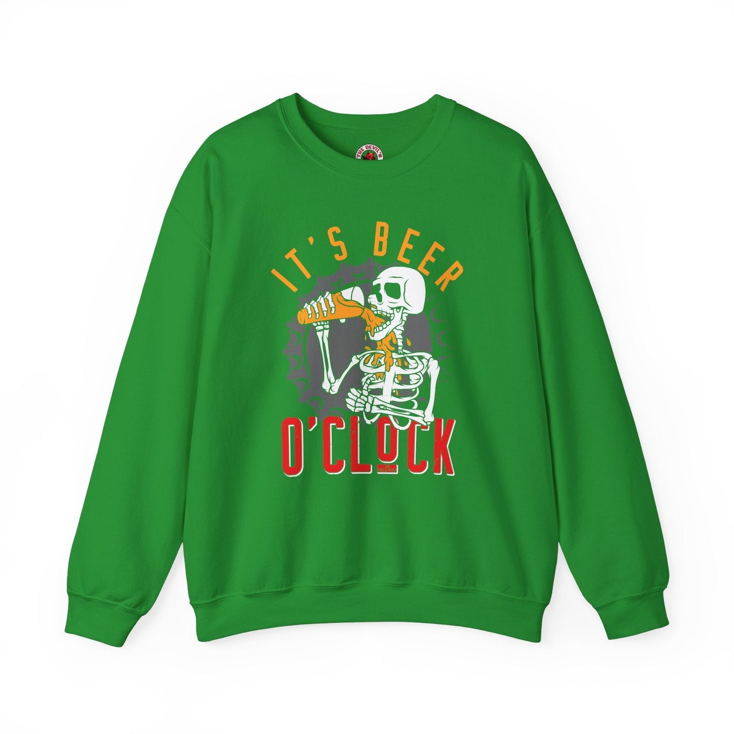 It's Beer O'Clock Skeleton Crewneck Sweatshirt The Devil's Pickle