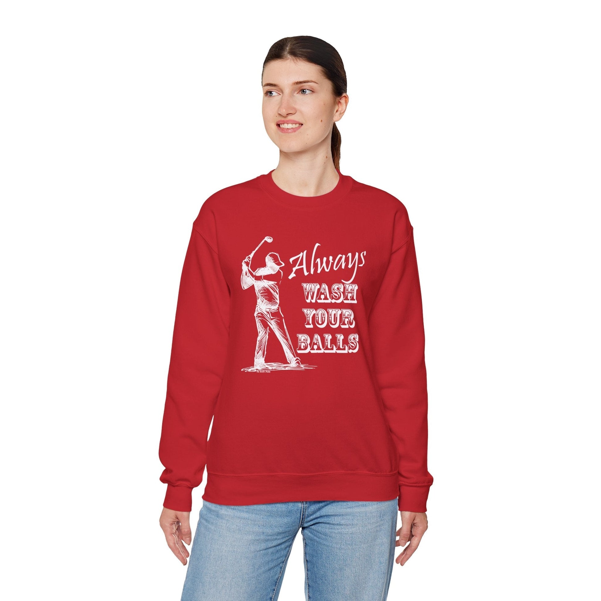 Always Wash Your Balls Golf Crewneck Sweatshirt The Devil's Pickle