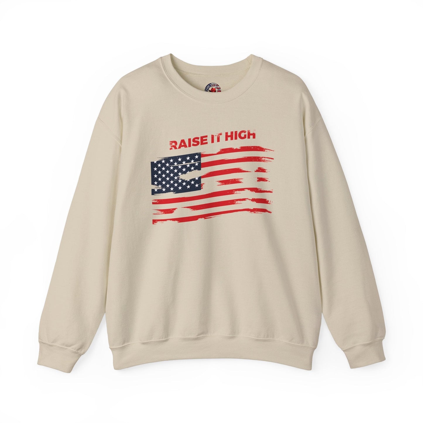 Raise It High American Flag Crewneck Sweatshirt The Devil's Pickle