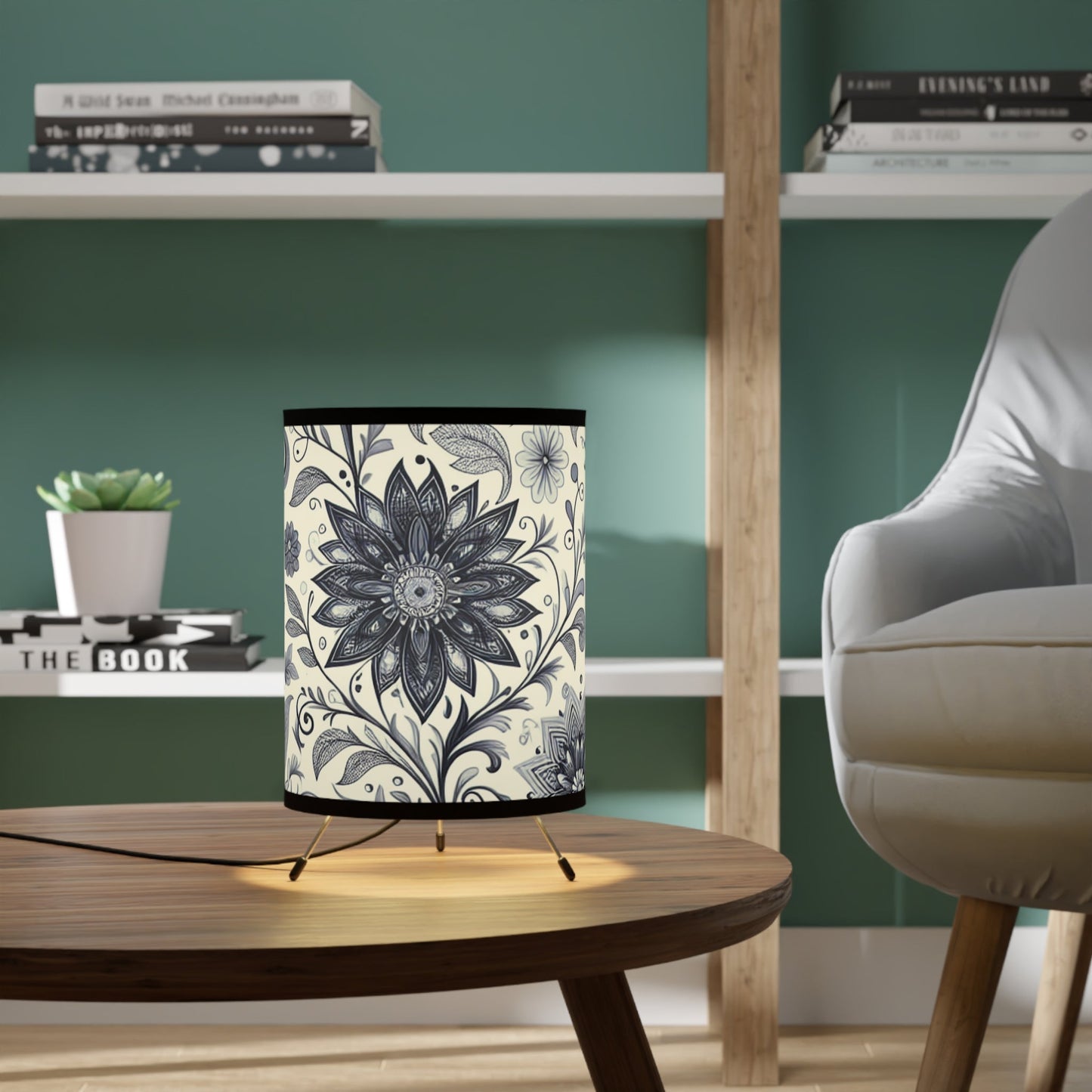 Elegant Floral Tripod Lamp, Home Decor, Accent Lighting, Modern Design, Bedroom Lighting, Living Room Decor, Unique Gift Grayceful LLC