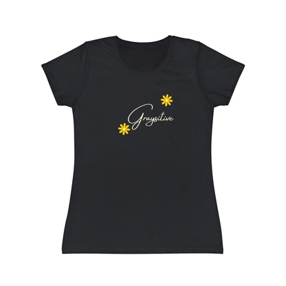 Women's Iconic T-Shirt graysitive with flowers Grayceful LLC