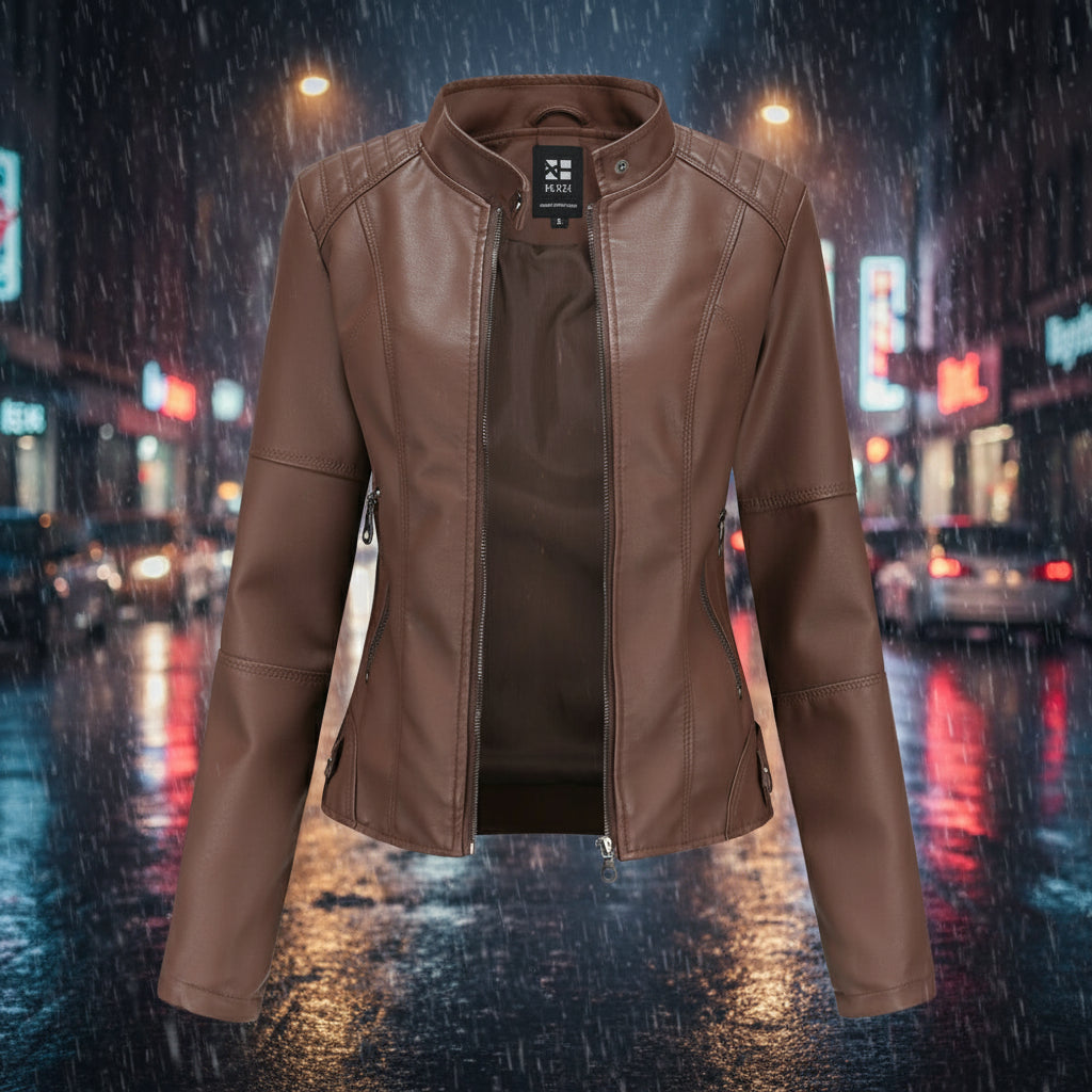 Women’s Classic Leather Jacket – Chic Streetwear Outerwear FitiqueFit