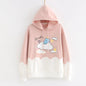 Printed Color-blocking Thin Long-sleeved Hooded Sweatshirt See size chart under “more details” The Fashion Celestial
