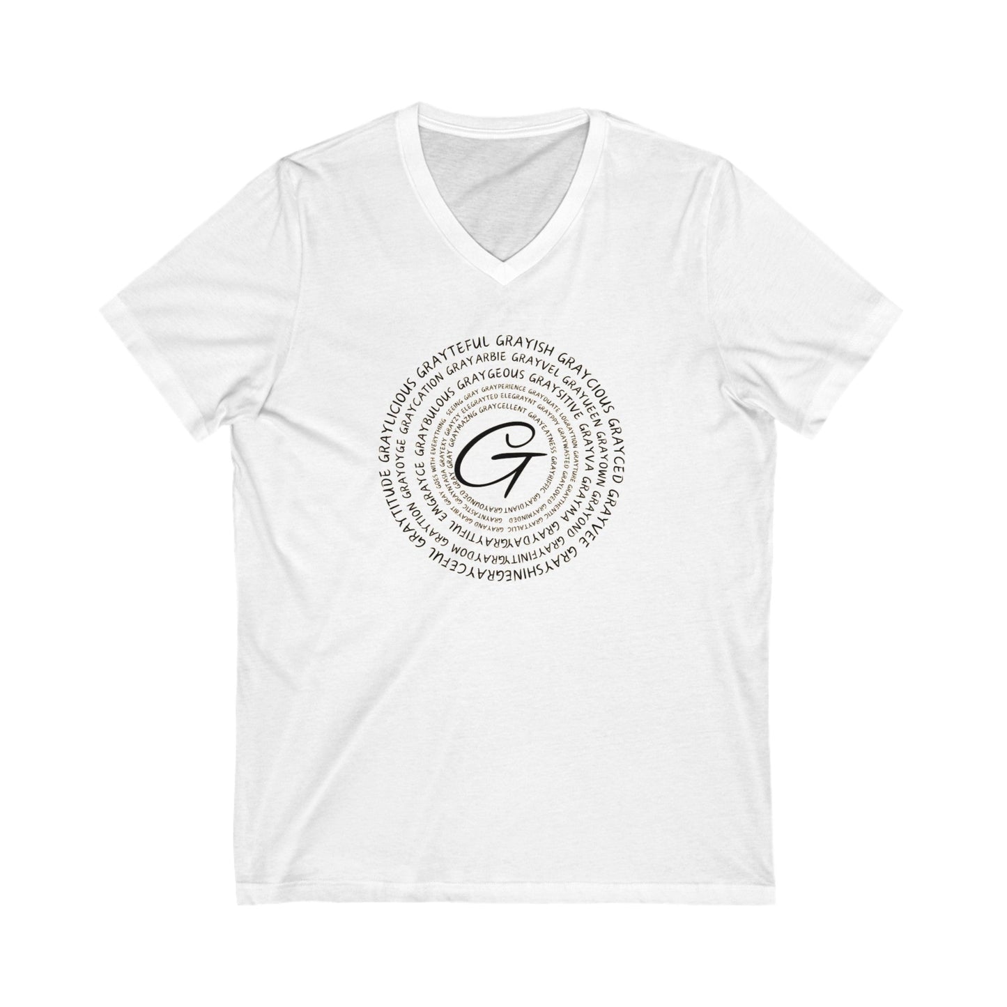 Unisex Jersey Short Sleeve V-Neck Tee Gray word puns Grayceful LLC