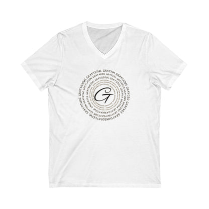 Unisex Jersey Short Sleeve V-Neck Tee Gray word puns Grayceful LLC