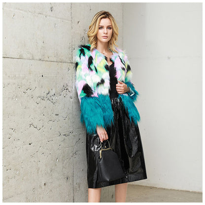 Faux Fur Two-tone Fur Stitching Plush Fur Coat See size chart under “more details” The Fashion Celestial