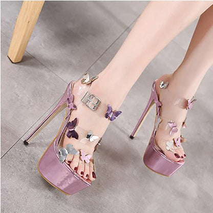 Bow knot Open Toe Sandals All-Match Stiletto Sexy Super High Heels See size chart under “more details” The Fashion Celestial