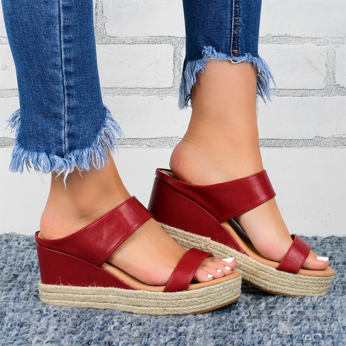 Wedge Heel Slippers Casual Sandals Hemp High Wedge Heel Shoes FitiqueFit