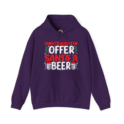 Most Likely To Offer Santa A Beer Hooded Sweatshirt The Devil's Pickle