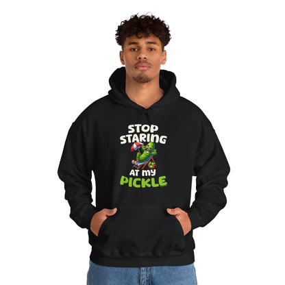 Stop Staring At My Pickle Hooded Sweatshirt The Devil's Pickle