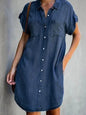 Denim Midi Dress – Short Sleeve Square Neck Slim Fit Street Style FitiqueFit
