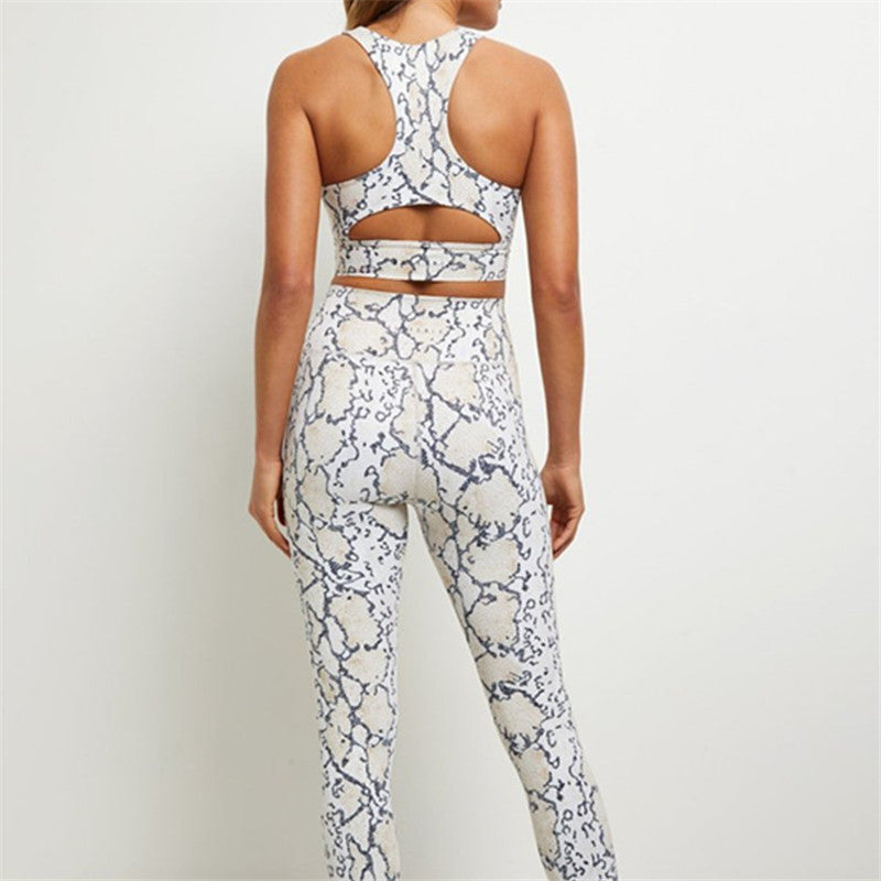 Cropped High-Waisted Leggings – Snake Print Workout Pants FitiqueFit