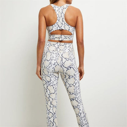 Cropped High-Waisted Leggings – Snake Print Workout Pants FitiqueFit