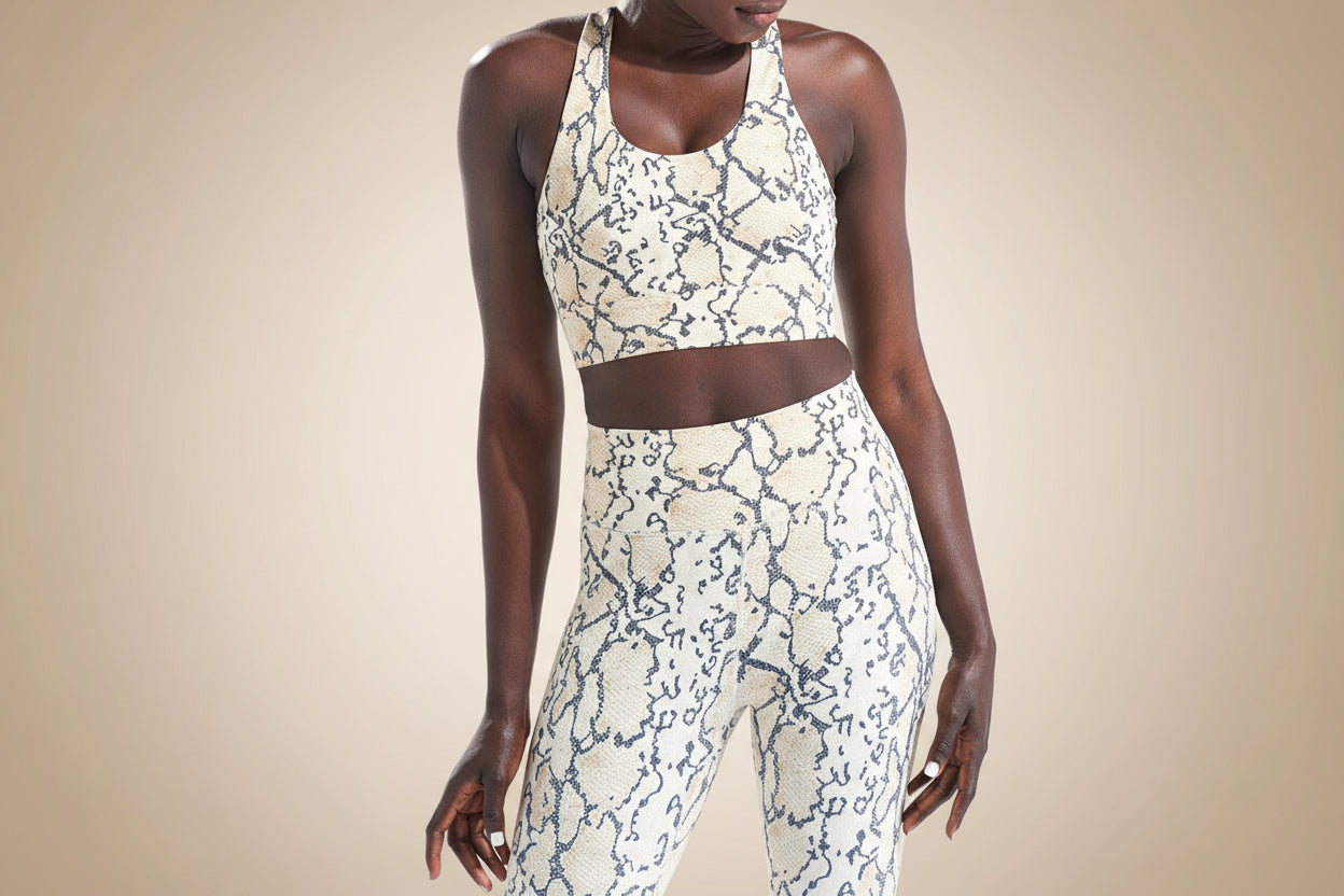 Cropped High-Waisted Leggings – Snake Print Workout Pants FitiqueFit
