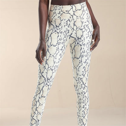 Cropped High-Waisted Leggings – Snake Print Workout Pants FitiqueFit