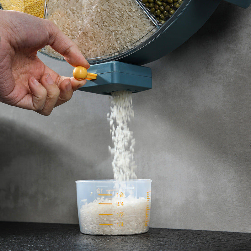 🍚 Wall‑Mounted Grain & Cereal Dispenser – Rotating Dry Food Storage for Kitchen SmartPursue™