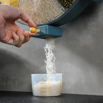 🍚 Wall‑Mounted Grain & Cereal Dispenser – Rotating Dry Food Storage for Kitchen SmartPursue™