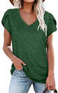 🌸 Women's V-Neck Petal Sleeve Summer T-Shirt – Elegant & Breezy FitiqueFit
