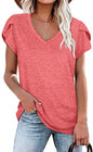🌸 Women's V-Neck Petal Sleeve Summer T-Shirt – Elegant & Breezy FitiqueFit