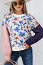 Floral Panel Colorblock Sleeve Crewneck Sweater Shop Style & More | Fresh Looks, Everyday Deals & Free Shipping