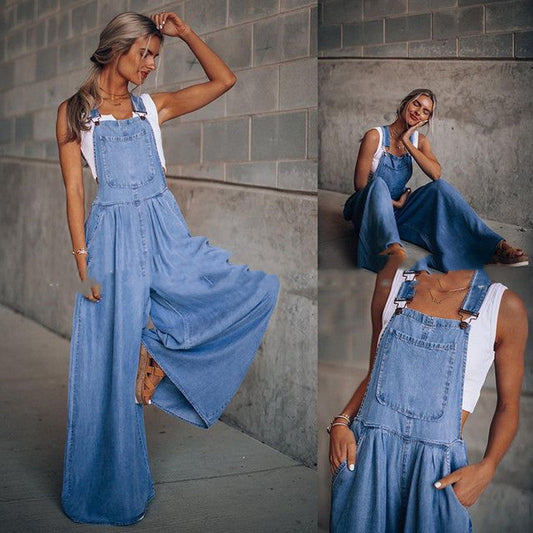 Women’s wide leg denim overalls FitiqueFit