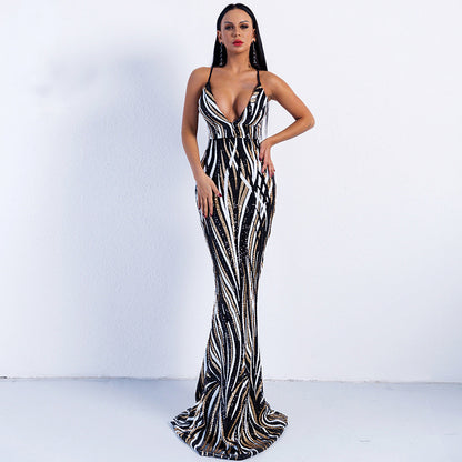 Sling Strapless Back Sequined Mermaid Evening Dress See size chart under “more details” The Fashion Celestial