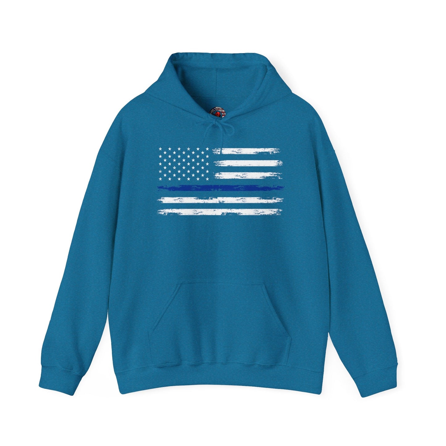 Thin Blue Line American Flag Hooded Sweatshirt The Devil's Pickle