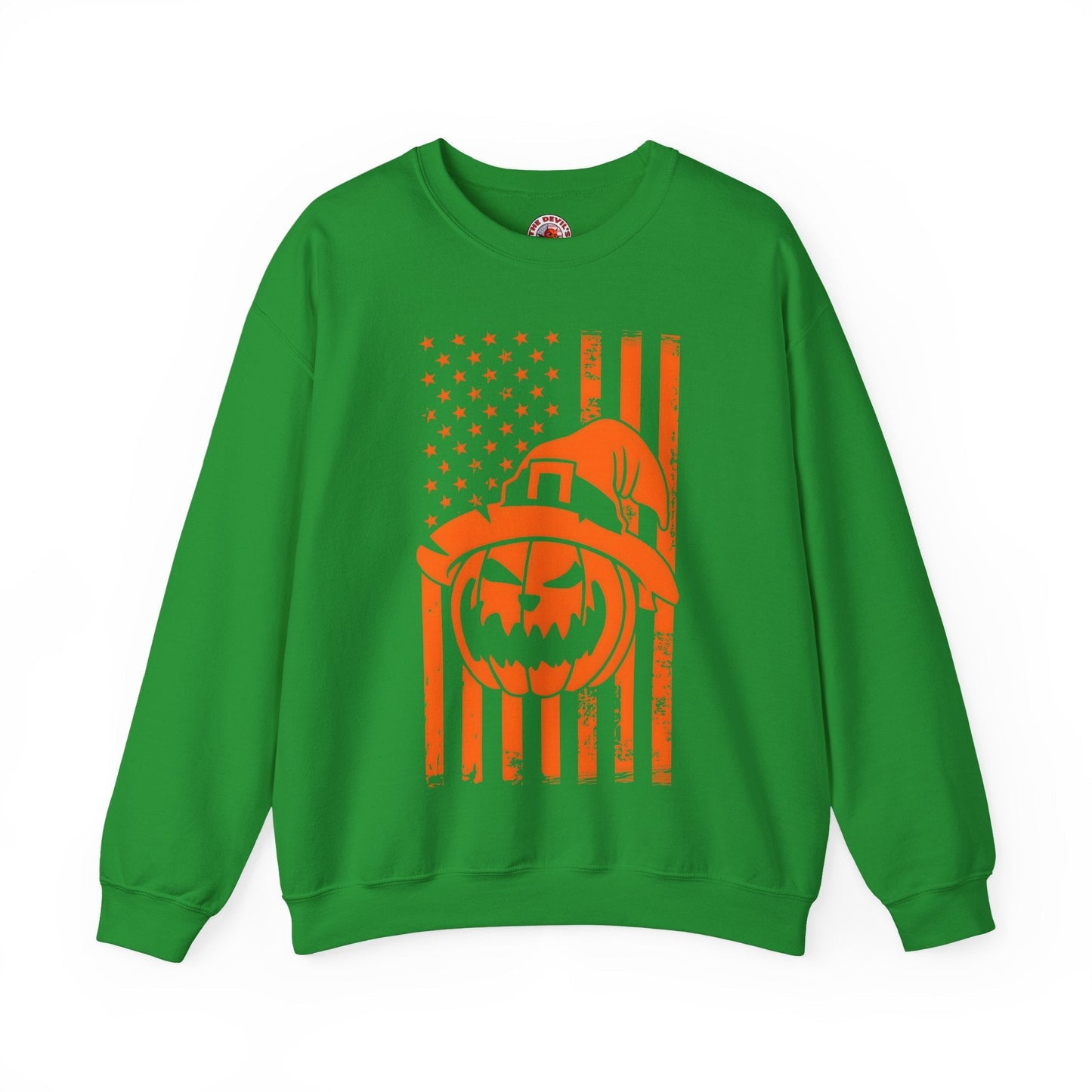 Pumpkin American Flag Crewneck Sweatshirt The Devil's Pickle