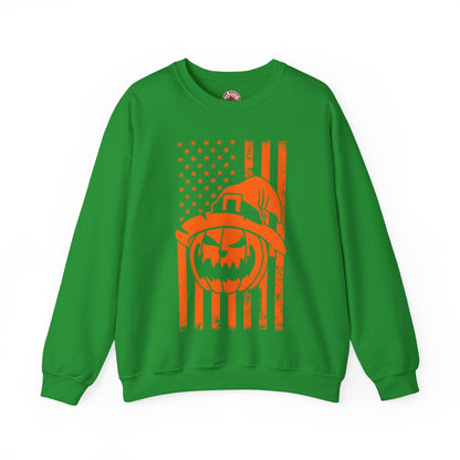 Pumpkin American Flag Crewneck Sweatshirt The Devil's Pickle
