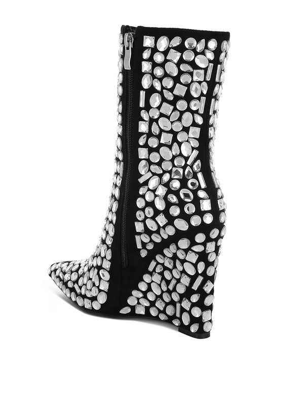 Trend Titan Diamante Slim Wedge Heel Boots Shop Style & More | Fresh Looks, Everyday Deals & Free Shipping