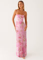 Printed Sleeveless Strap Bodycon Maxi Dress | High Waist FitiqueFit