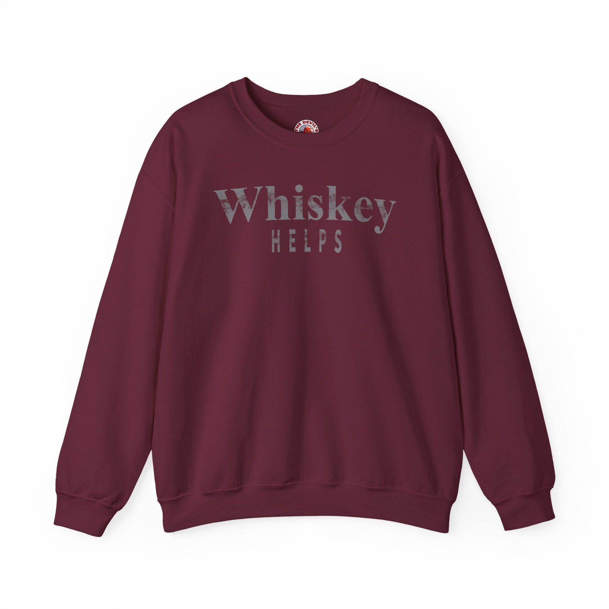Whiskey Helps Crewneck Sweatshirt The Devil's Pickle