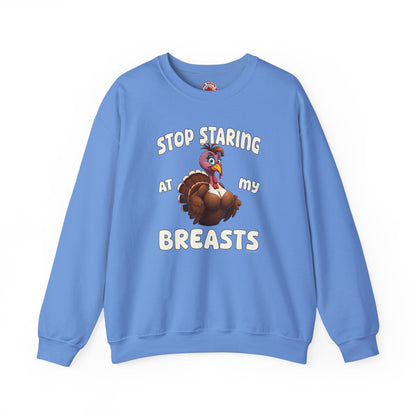 Stop Staring At My Breasts Crewneck Sweatshirt The Devil's Pickle
