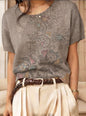 Women's Retro Short-Sleeve Jacquard Knit Top FitiqueFit