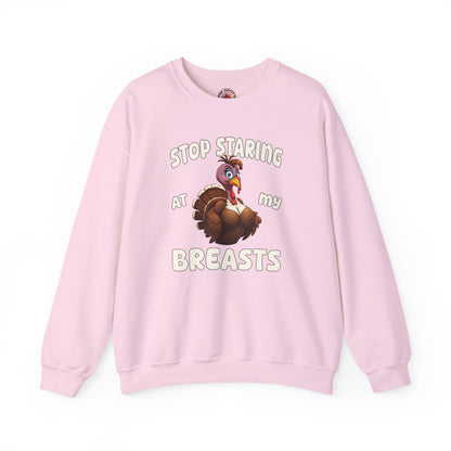 Stop Staring At My Breasts Crewneck Sweatshirt The Devil's Pickle