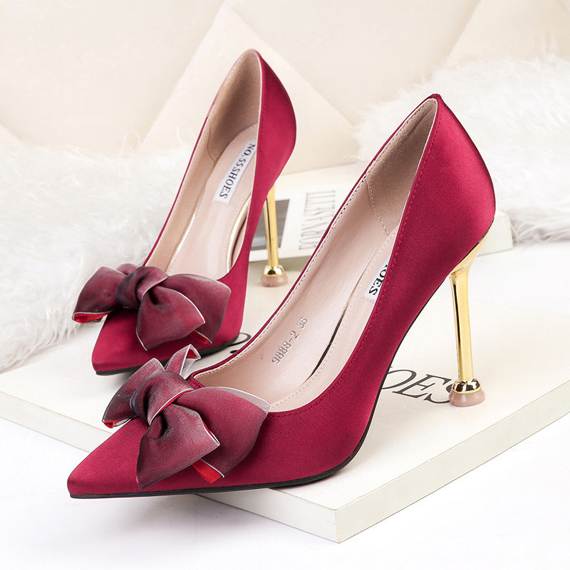 Sexy High Heels Stiletto Bow Women's Single Shoes See size chart under “more details” The Fashion Celestial