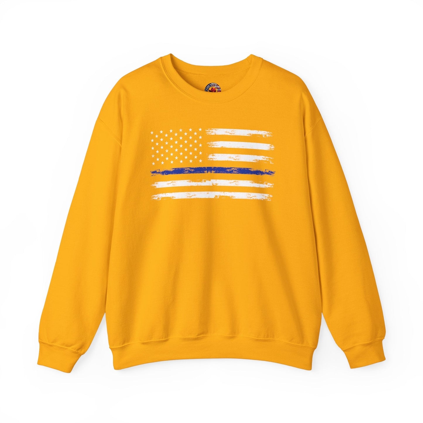 Thin Blue Line American Flag Crewneck Sweatshirt The Devil's Pickle