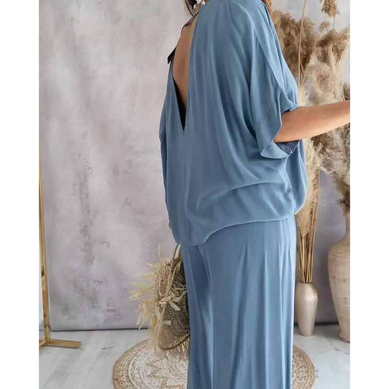 Women’s Lounge Set with Wide Leg Pant FitiqueFit