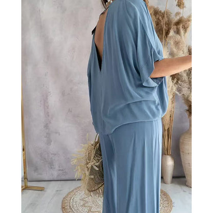 Women’s Lounge Set with Wide Leg Pant FitiqueFit