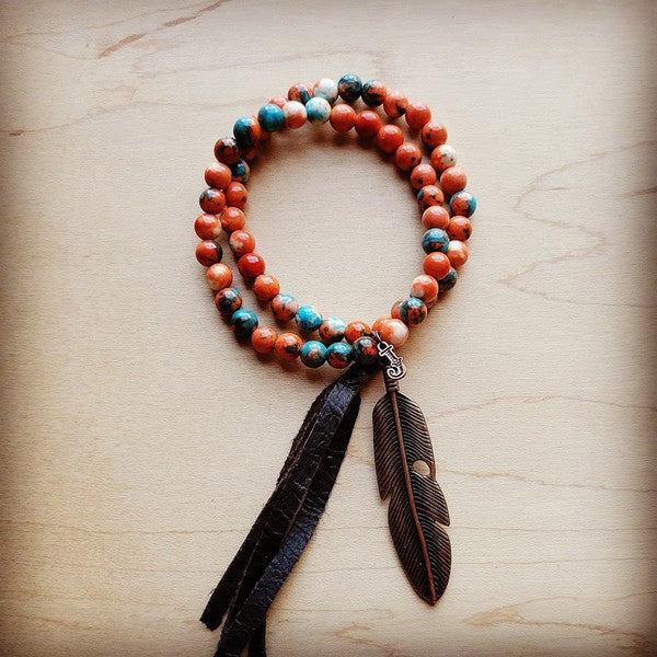 xxMulti Double Jade Bracelet w/ Feather and Tassel Shop Style & More | Fresh Looks, Everyday Deals & Free Shipping
