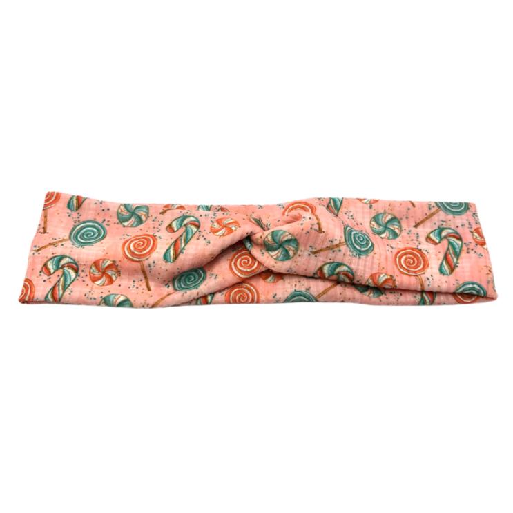 Pink Candy Twist Knot Christmas Headband Enchanted Scrunch