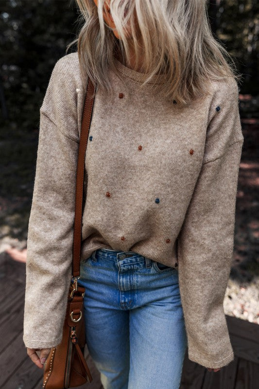 Polka Dot Drop Shoulder Sweater Shop Style & More | Fresh Looks, Everyday Deals & Free Shipping