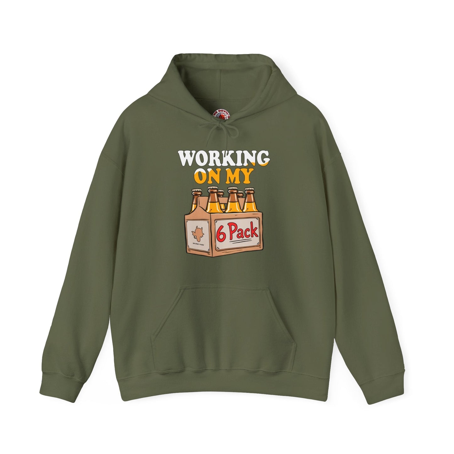 Working On My 6 Pack Hooded Sweatshirt The Devil's Pickle