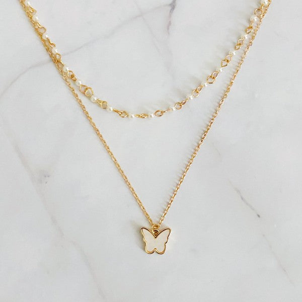 Layered Pearl Chain Butterfly Necklace Shop Style & More | Fresh Looks, Everyday Deals & Free Shipping