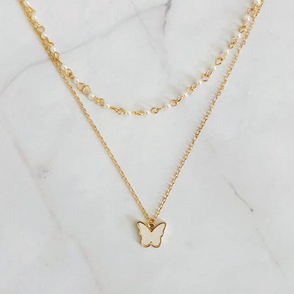 Layered Pearl Chain Butterfly Necklace Shop Style & More | Fresh Looks, Everyday Deals & Free Shipping